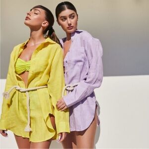 SHANI SHEMER Linen Buttoned Down Shirt One Size Cover Up